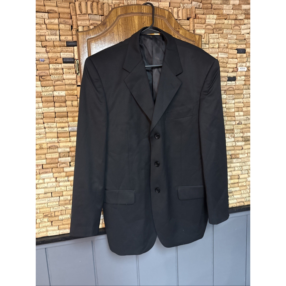 Richard Harris Sport Jacket Black Wool Blend 2- Button Flap Pockets Lined Sz 42R - Picture 3 of 6